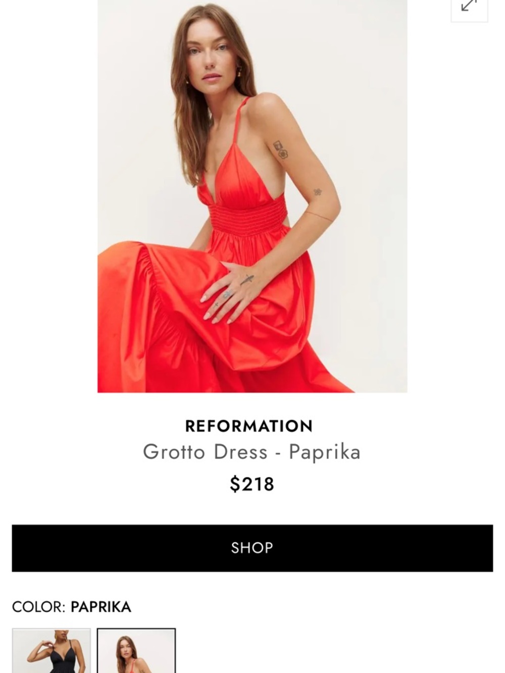 NWOT Reformation Paprika Red Backless Grotto Maxi Dress
